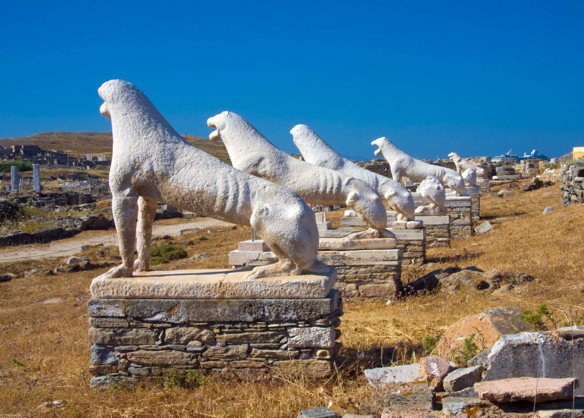Lion statues on the island of Delos
